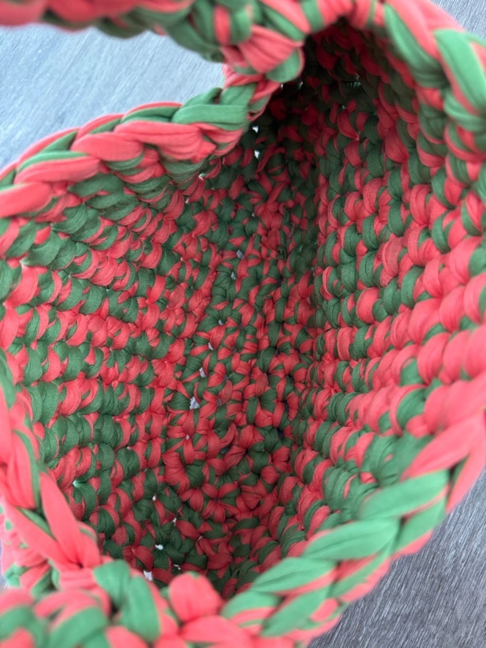 Large Handmade Pink & Green Crochet Shoulder Bag - Picture 6 of 7